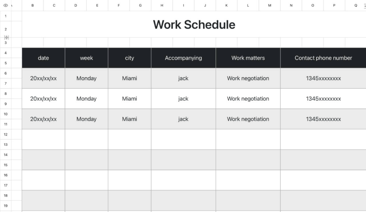 Work Schedule